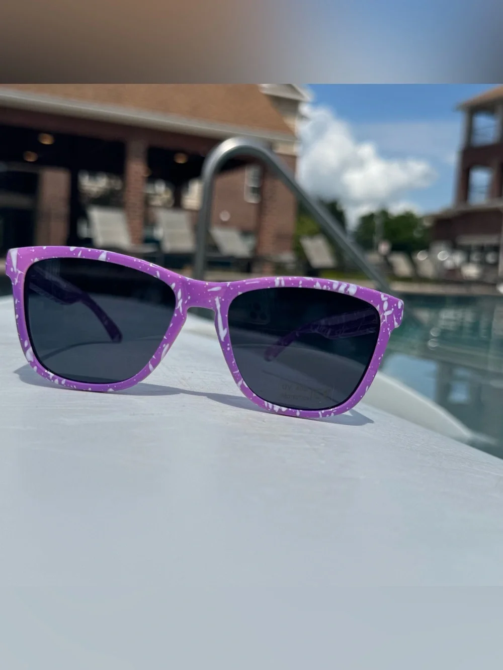 Purple Speckled Sunglasses with Dark Lenses